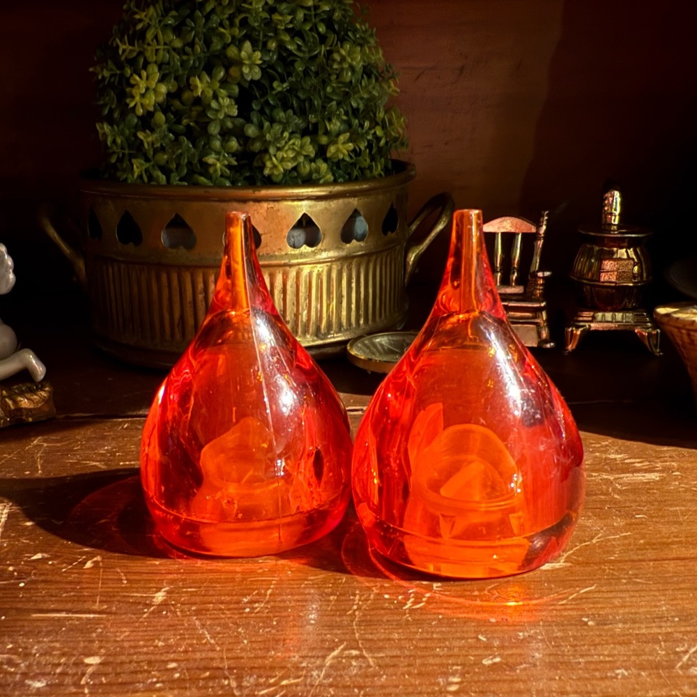 MCME Orange Lucite Salt and Pepper Shakers